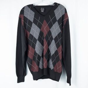 Jos A Bank Signature Collection Merino Wool Argyle Sweater‎ Mens Large Academia